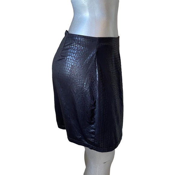 Y2K Skirt Snake Print Black Mini Casual Straight Pencil Cut Lightweight Shiny - Picture 3 of 7